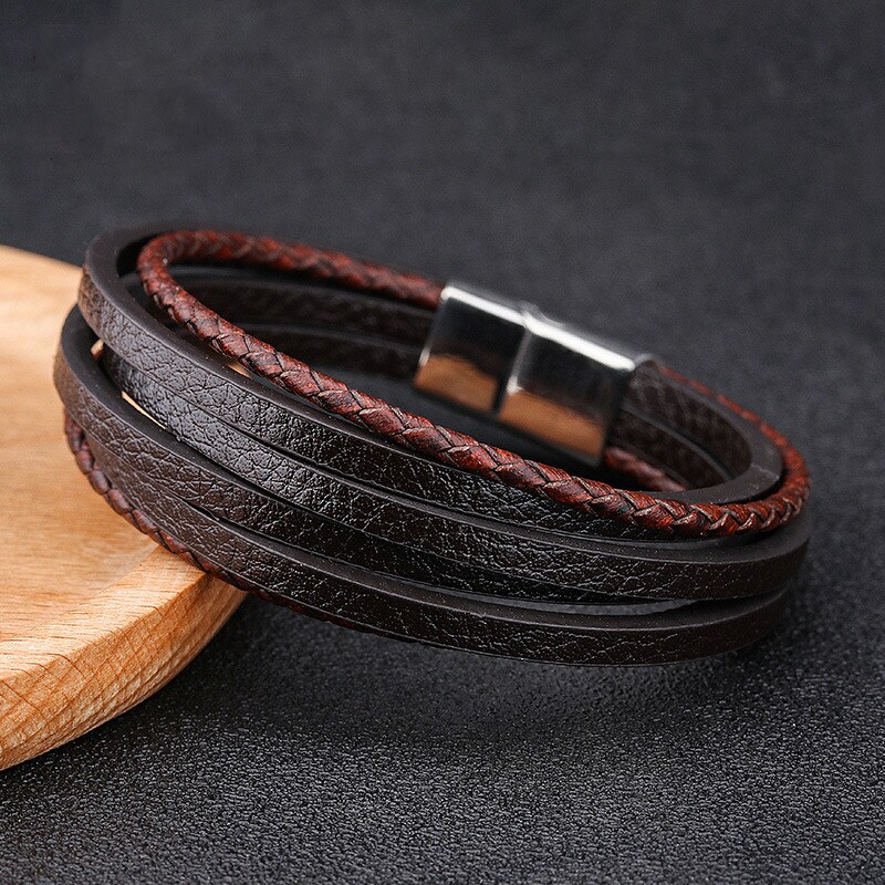 1 Piece Simple Daily Style Line Shape Leather Men's Bracelet h5 